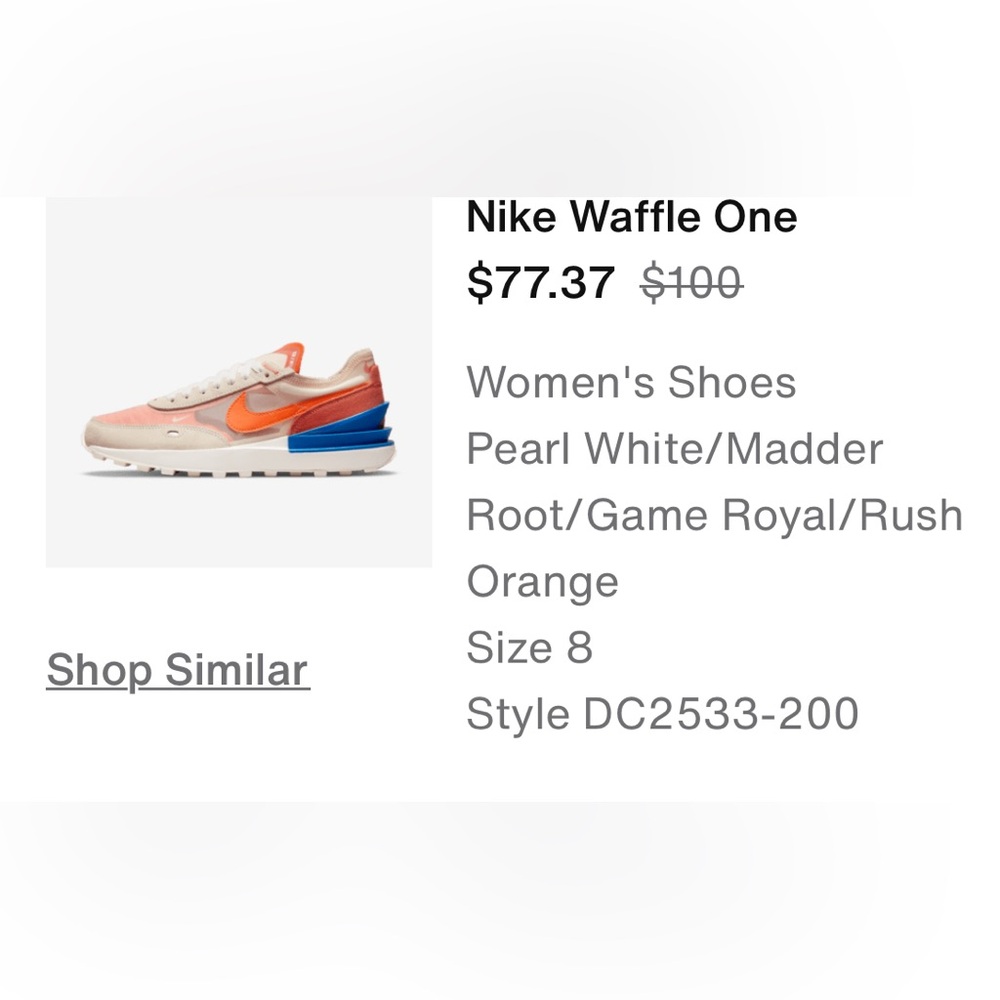 Nike Waffle One Women's Sneakers - White, Orange, Blue
